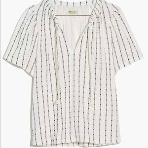 Madewell Bright ivory tie-neck tunic top